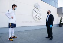 Visita presidencial al plantel de básquet del Real Madrid