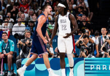 ‘El mundo’ ya avisó: Estados Unidos no se puede dormir Nikola Jokic festeja una conversión frente a Estados Unidos.