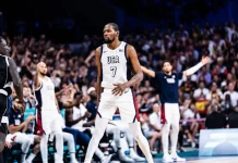 Kevin Durant hace historia: líder en anotación y rebotes para EE.UU