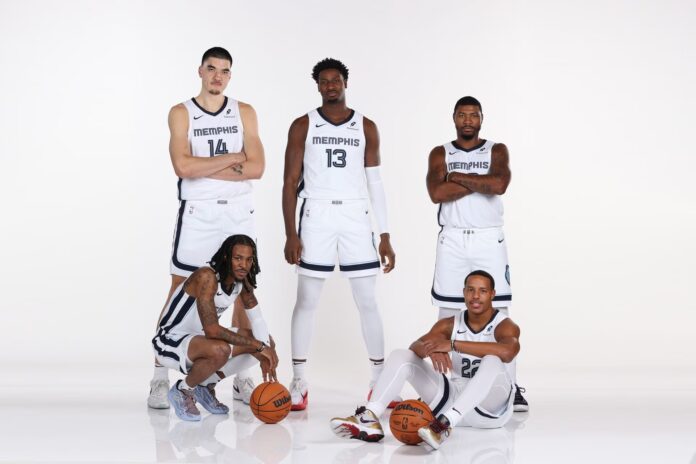 20240930_Grizz_MediaDay_StartingFive_1920x1280 El posible quinteto inicial de los Memphis Grizzlies.