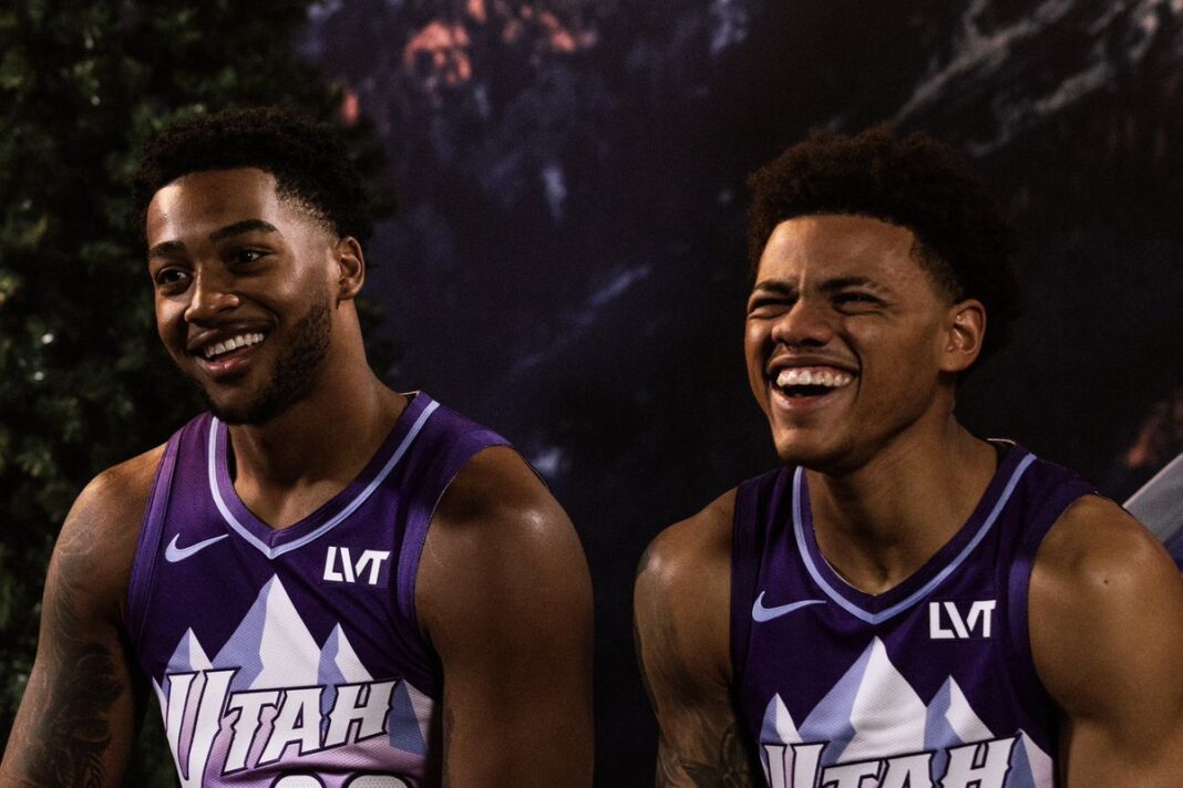 Keyonte George y el plantel del Utah Jazz.