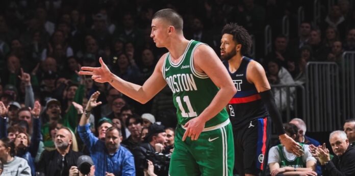 Payton Pritchard acertó siete triples en la victoria de los Celtics.