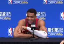 La propuesta de Antetokounmpo para cambiar el All-Star Giannis Antetokounmpo en conferencia de prensa durante el All-Star 2025.