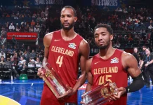 Skills Challenge 2025: el Team Cavaliers ganó en una noche insólita Evan Mobley y Donovan Mitchell, los campeones del Skills Challenge 2025.