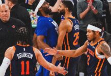NBA Playoffs: Knicks y Timberwolves al borde de la clasificación Los Knicks celebran el triunfo que los pone a un paso de las finales de Conferencia y de eliminar al campeón defensor, los Boston Celtics.