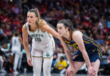 Las Fever le sacaron el invicto a las Liberty en el regreso de Clark Caitlin Clark y Sabrina Ionescu esperan un tiro libre.