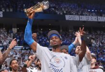 Shai Gilgeous-Alexander firmó el contrato más caro de la historia de la NBA Shai Gilgeous-Alexander levanta el trofeo al MVP de las finales 2025.