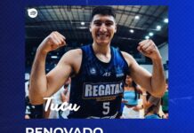 Iván Gramajo seguirá en Regatas Corrientes El póster con el que presentaron a Iván Gramajo en Regatas.