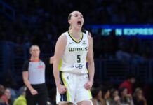 Paige Bueckers hizo historia: máxima anotación de una rookie en la WNBA Bueckers festeja tras una anotación en el juego entre Wings y Sparks.