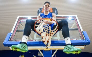 José Vildoza deja Boca tras un paso soñado: jugará en el Girona de España José Vildoza festeja arriba del aro.