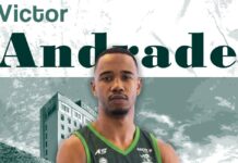 Víctor Andrade Toyo vuelve a la Liga Nacional: jugará en Gimnasia de Comodoro Rivadavia El póster con el que presentaron a Víctor Andrade.