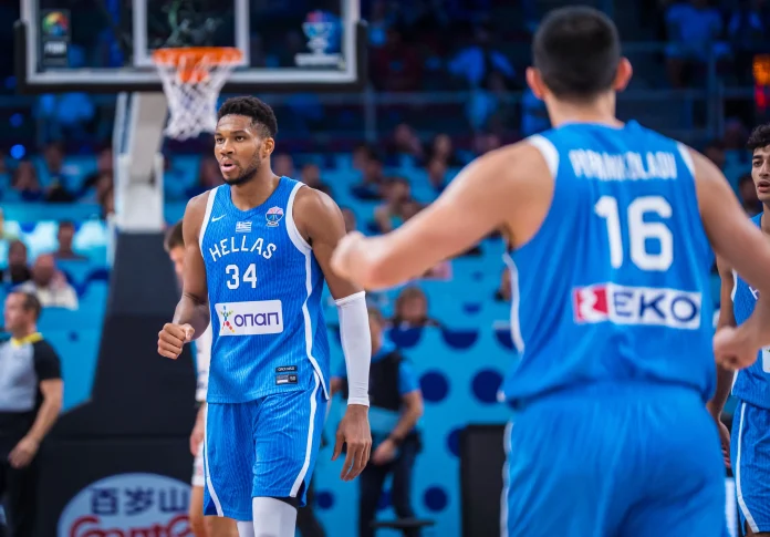 n8da4eibxuostvzngc8w Antetokounmpo festeja en el partido de Grecia y Lituania.