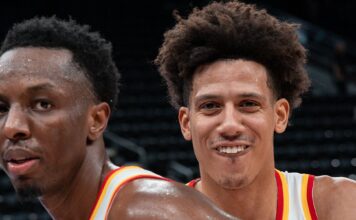 Los Raptors sorprendieron en Cleveland y Jalen Johnson rozó un cuádruple-doble: lo mejor de la jornada NBA Jalen Johnson fue la gran figura de la noche al rozar el cuádruple-doble en la victoria de Atlanta sobre Utah Jazz en la jornada de NBA.